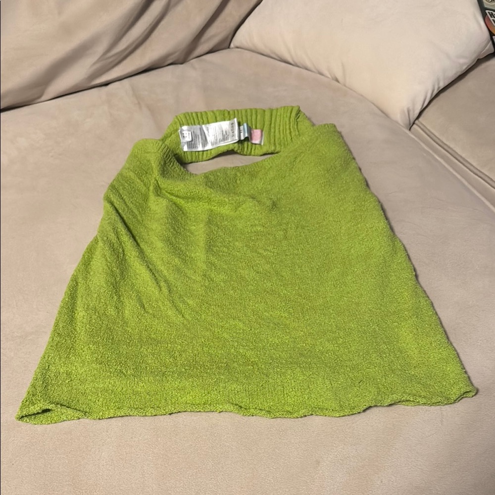 Free People Green Blouse with Relaxed Fit and High Neckline